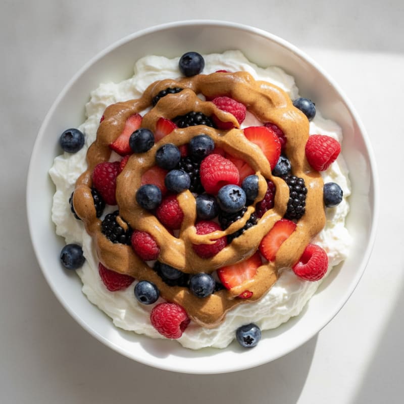 Greek Yogurt Protein Bowl with Mixed Berries and Almond Butter
