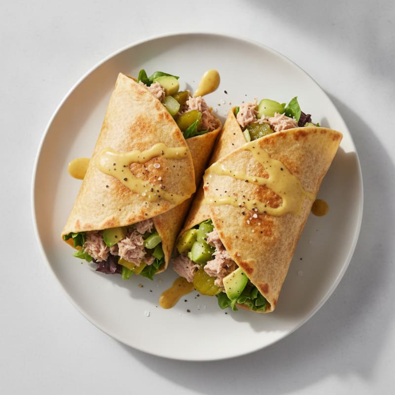 Tuna Salad Pickle Tortilla Wrap