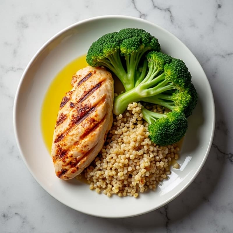 Grilled Chicken Breast with Roasted Broccoli and Quinoa