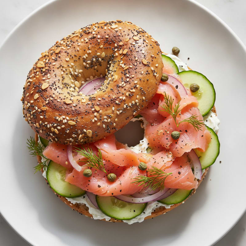 Smoked Salmon Everything Bagel with Cream Cheese