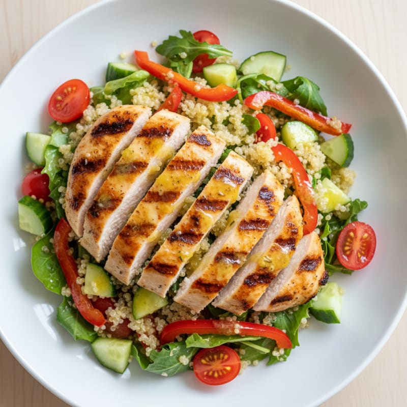 Grilled Chicken and Quinoa Salad with Fresh Vegetables