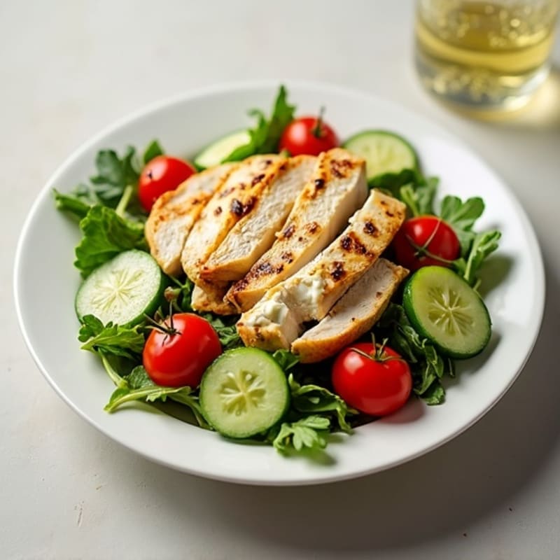 Grilled Chicken Salad with Cherry Tomatoes and Goat Cheese