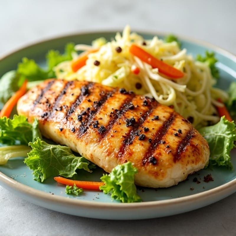 Grilled Chicken Breast with Crunchy Cabbage Slaw