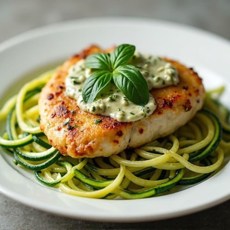 Creamy Pesto Chicken with Zucchini Noodles