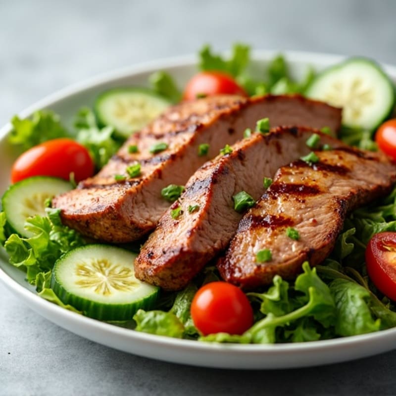 Grilled Beef Steak Salad with Crunchy Greens