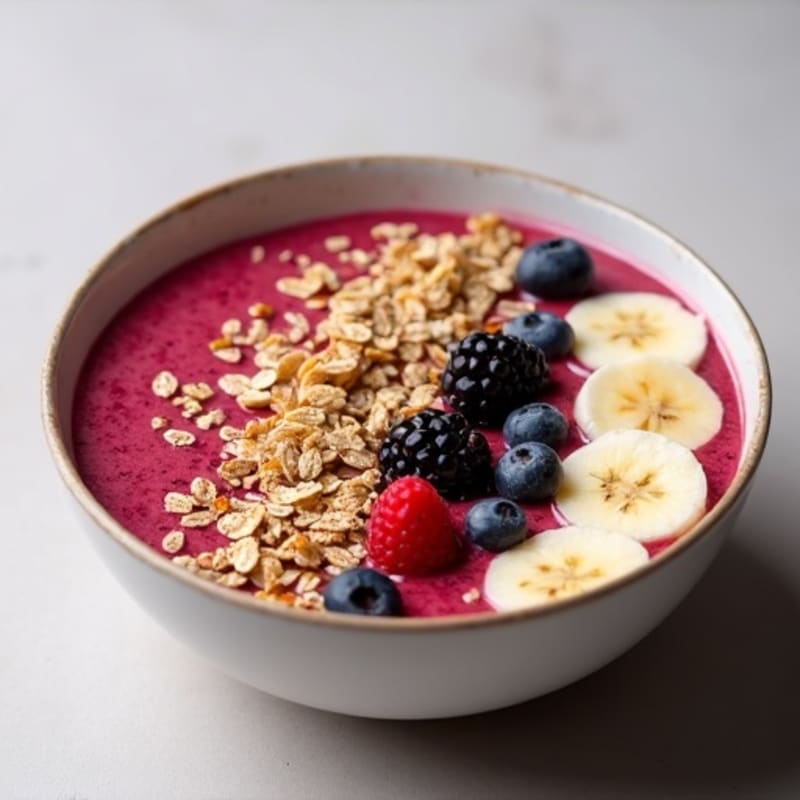 Silky Tofu Protein Smoothie Bowl with Hemp Seeds and Berries