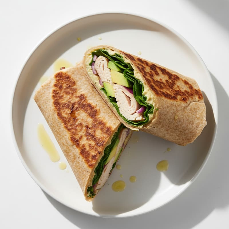 Grilled Turkey and Hummus Wrap with Spinach