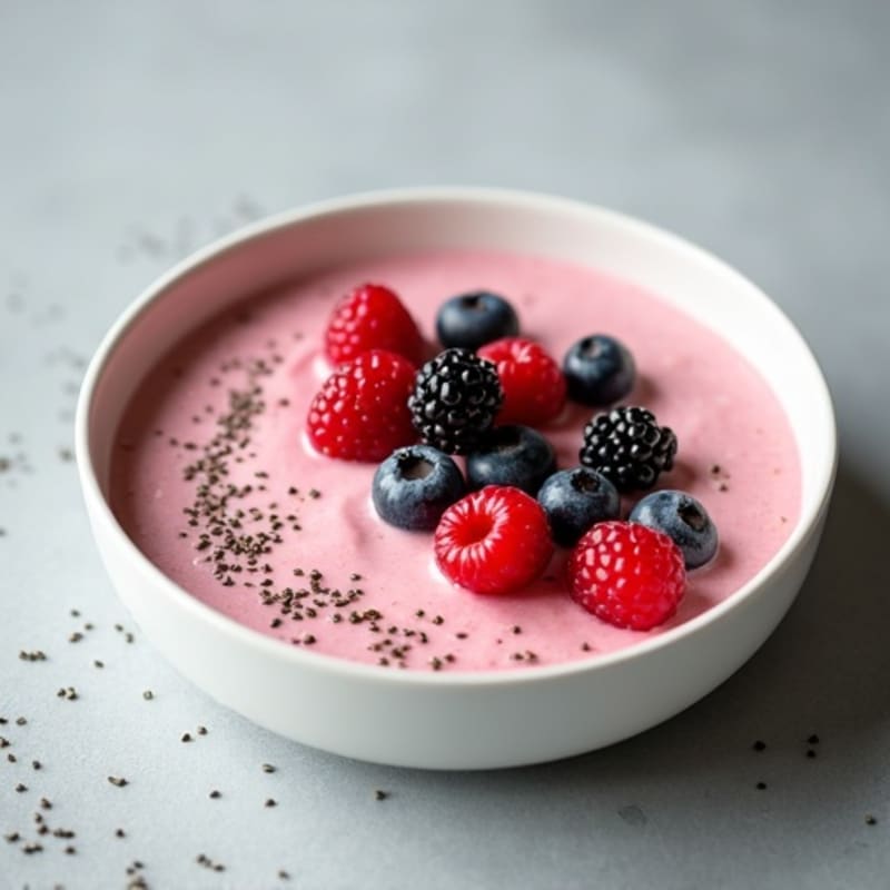 Greek Yogurt Protein Pudding with Mixed Berries