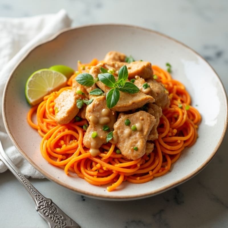 Creamy Thai Peanut Chicken with Sweet Potato Noodles