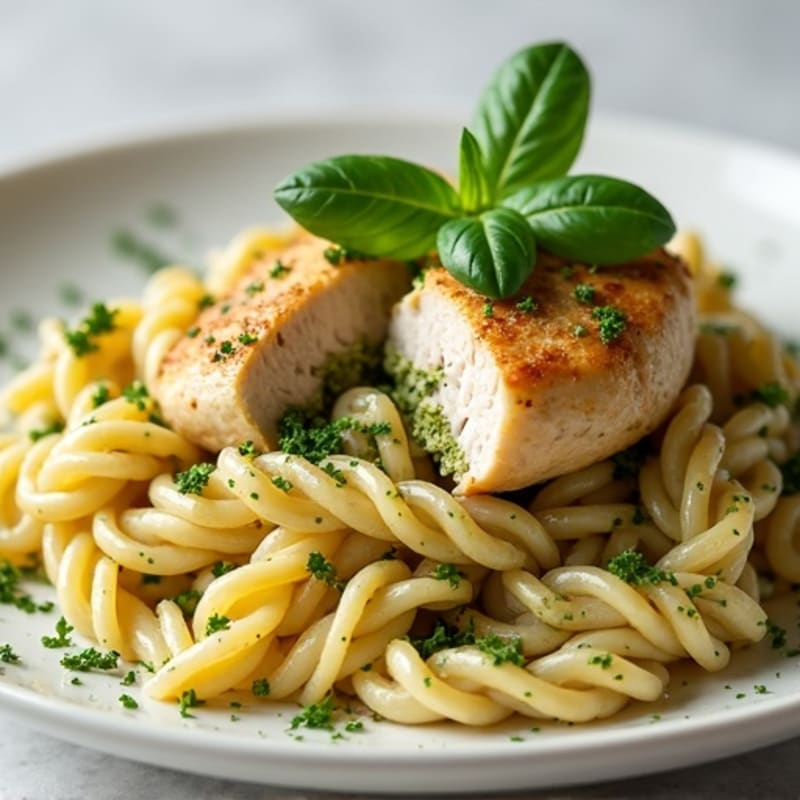 Creamy Pesto Chicken Pasta with Fresh Herbs