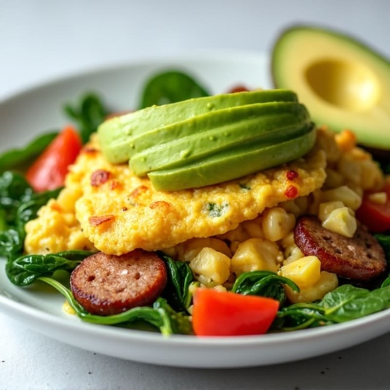 Egg White and Turkey Sausage Scramble with Spinach