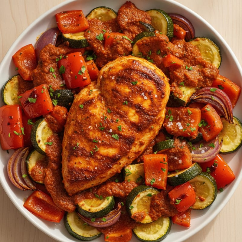 Spicy Harissa Chicken with Roasted Vegetables