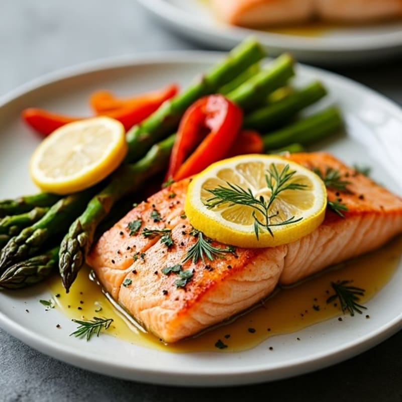Sheet Pan Lemon-Herb Salmon with Roasted Asparagus and Bell Peppers