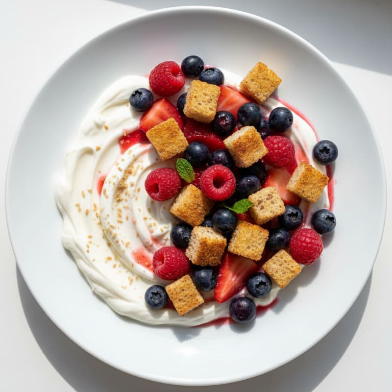 Greek Yogurt Protein Parfait with Mixed Berries and Whey Protein