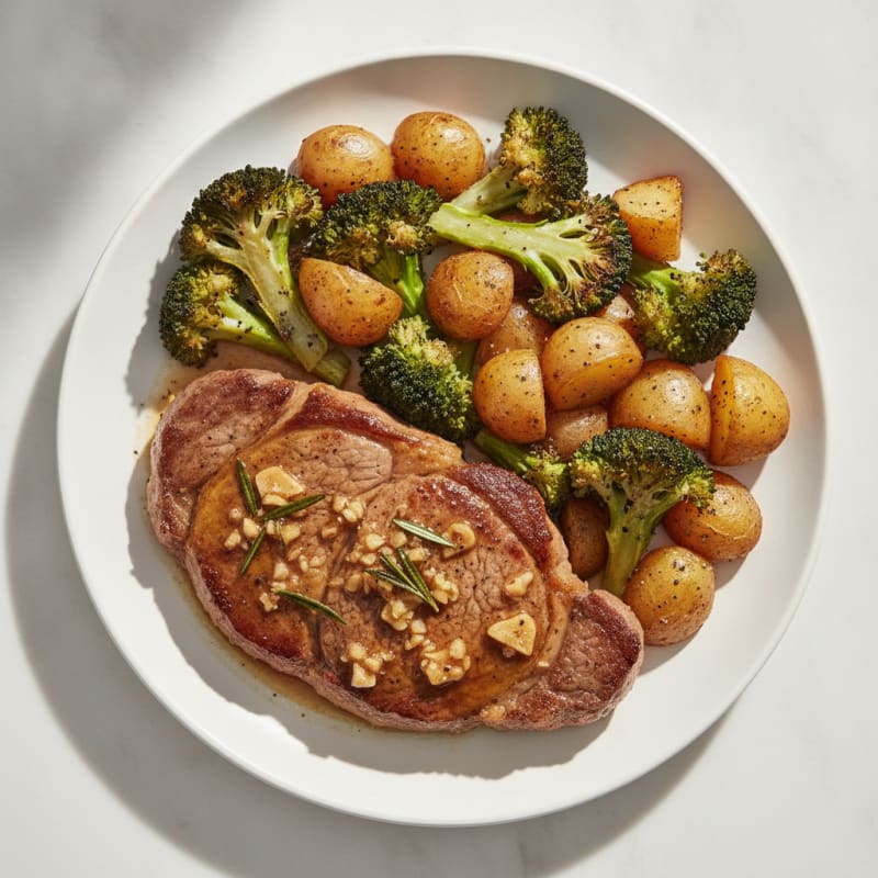 Garlic Herb Steak with Roasted Broccoli