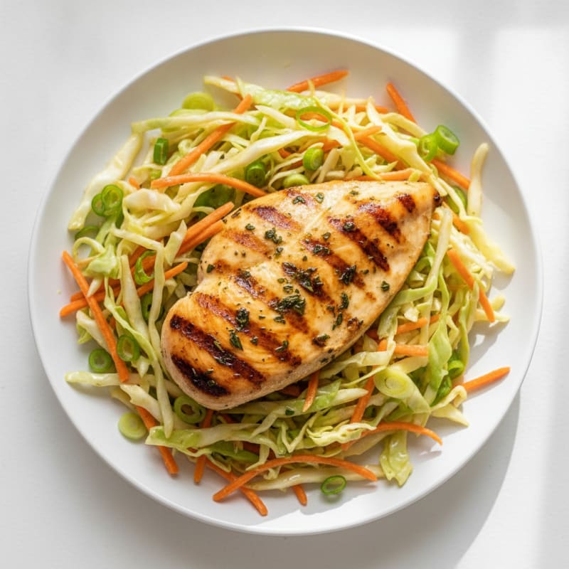 Grilled Chicken Breast with Crunchy Cabbage Slaw