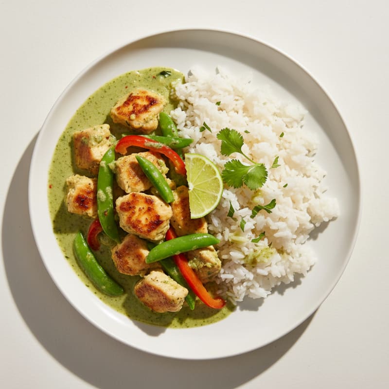 Green Curry Chicken with Coconut Rice