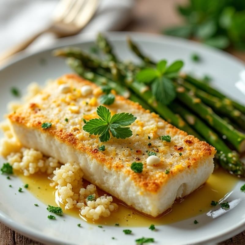 Herb-Crusted Lemon Garlic Baked Cod