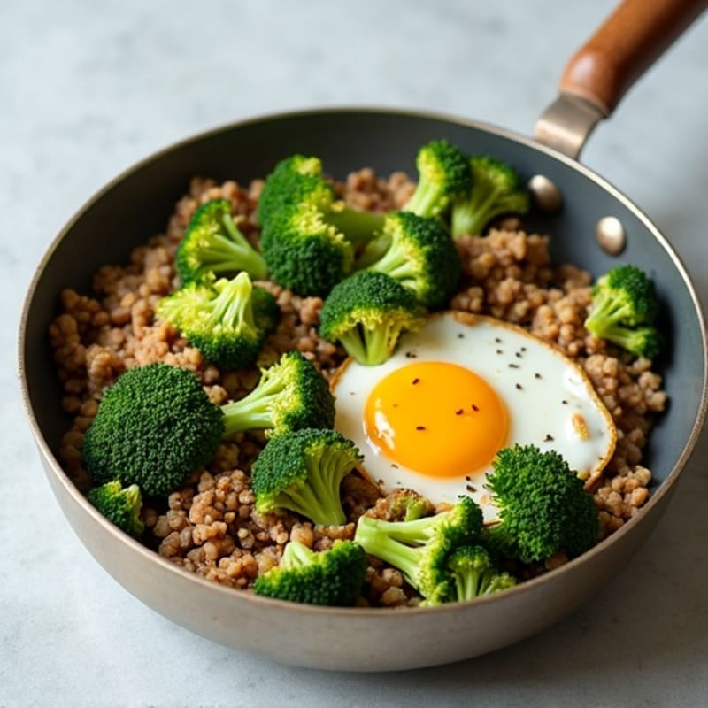Ground Turkey and Crispy Broccoli Skillet