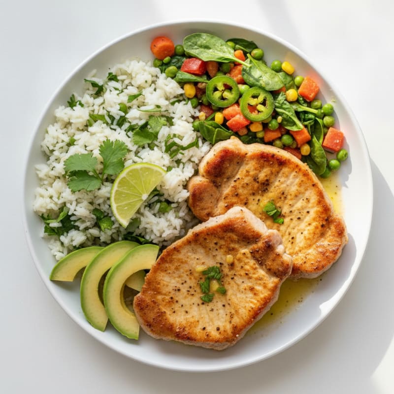 Mexican Pork Chops with Lime-Cilantro Vegetables