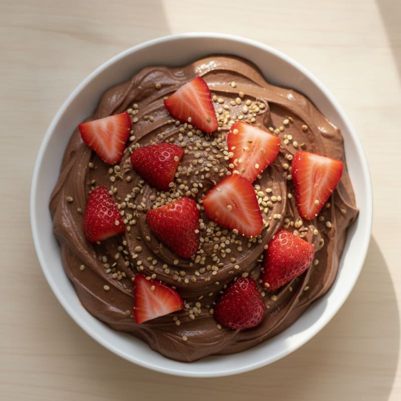 Silky Chocolate Protein Yogurt with Fresh Berries