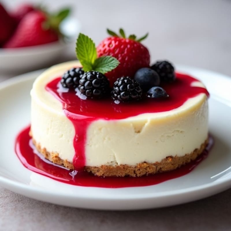 Greek Yogurt Protein Cheesecake with Berry Compote