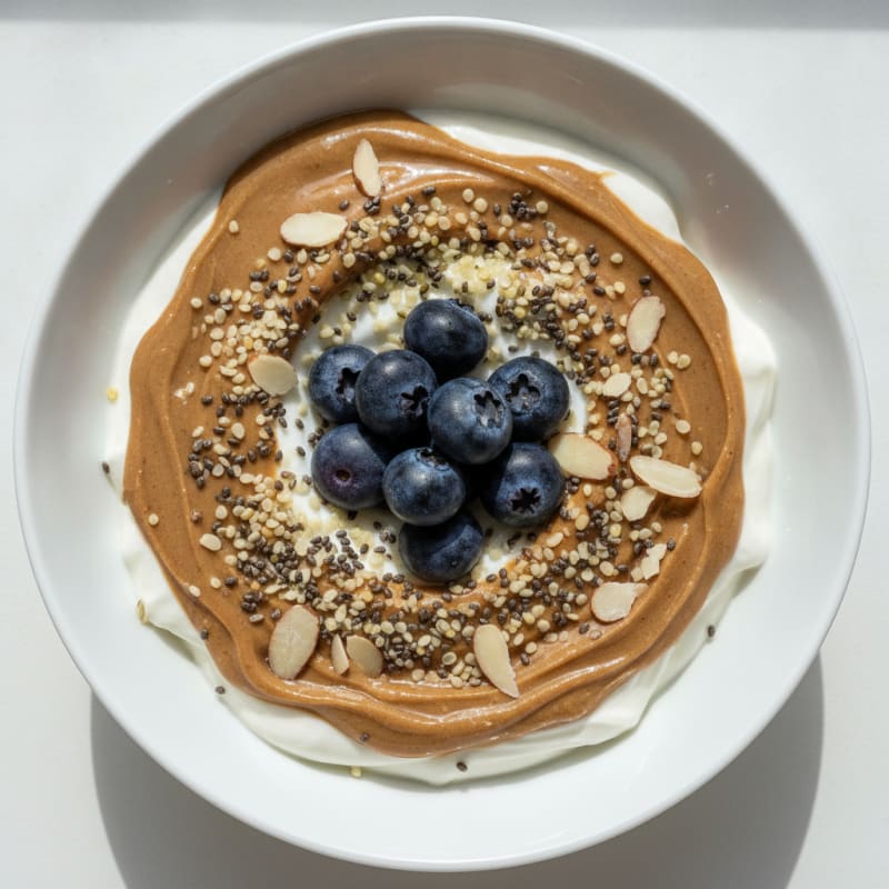 Silky Greek Yogurt Bowl with Chia, Almond Butter, and Hemp Seeds