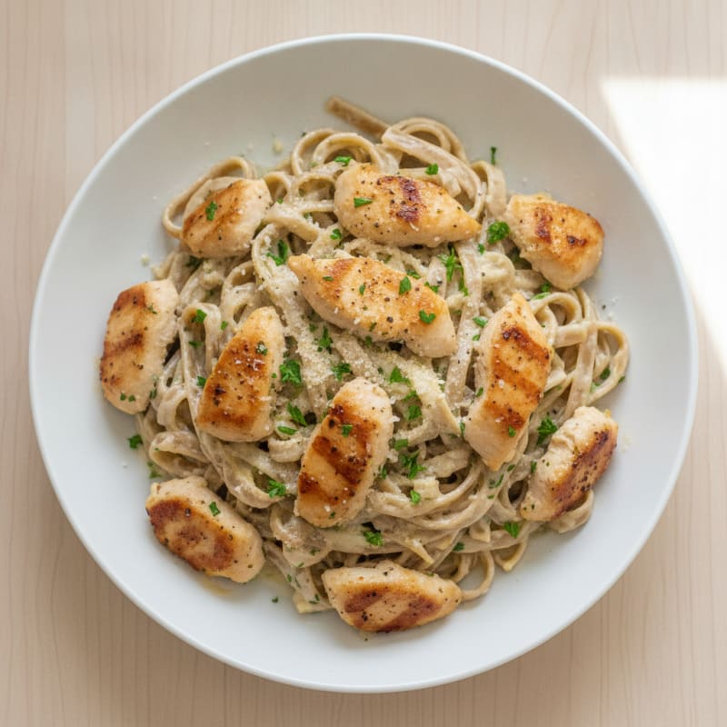 Creamy Garlic Chicken Alfredo Fettuccine