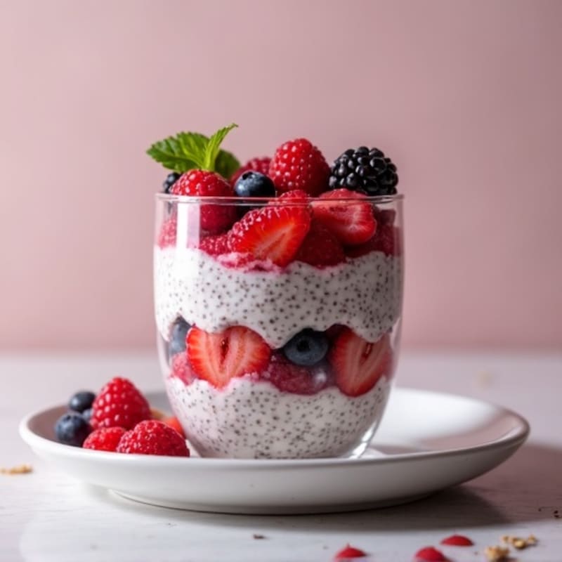 Fresh Berry Chia Pudding with Maple
