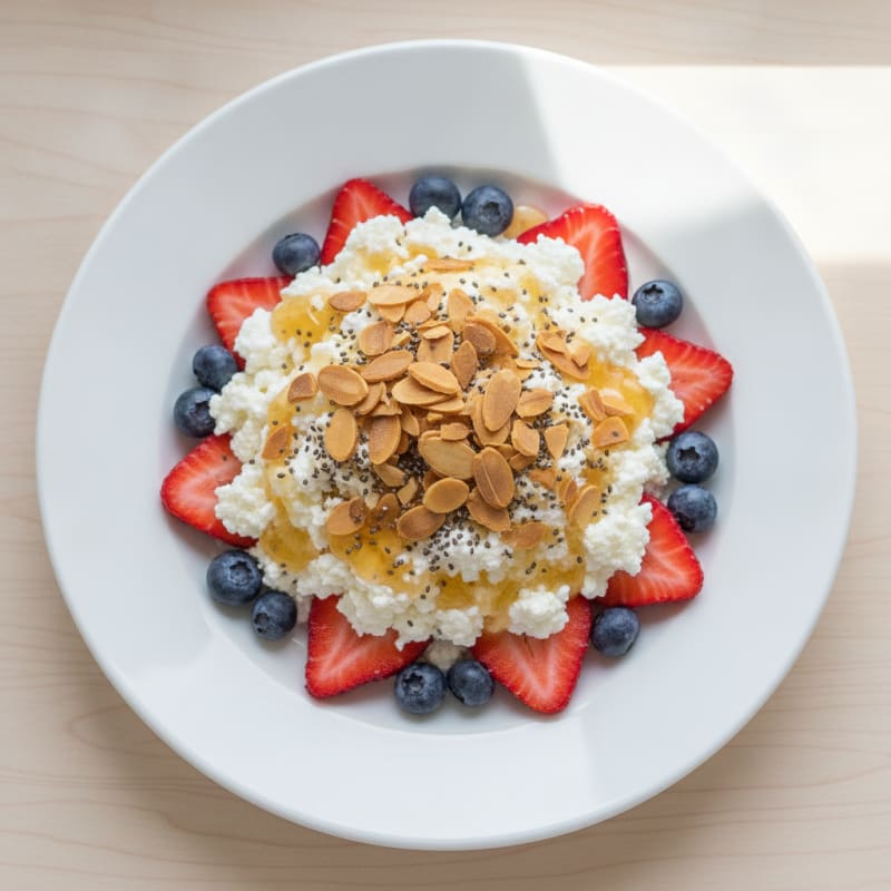 Cottage Cheese Berry Protein Parfait with Almonds