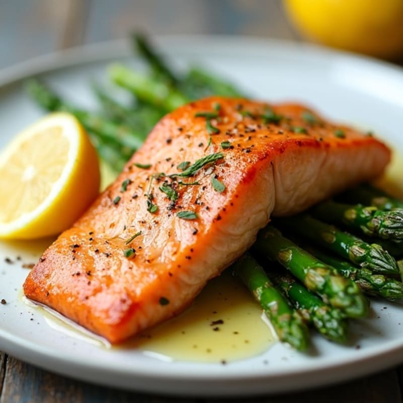 Crispy Pan-Seared Salmon with Roasted Asparagus