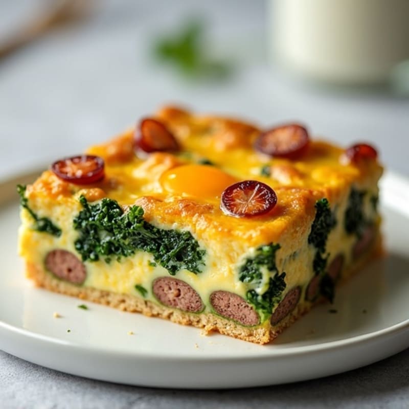 Healthy Sausage and Kale Breakfast Strata