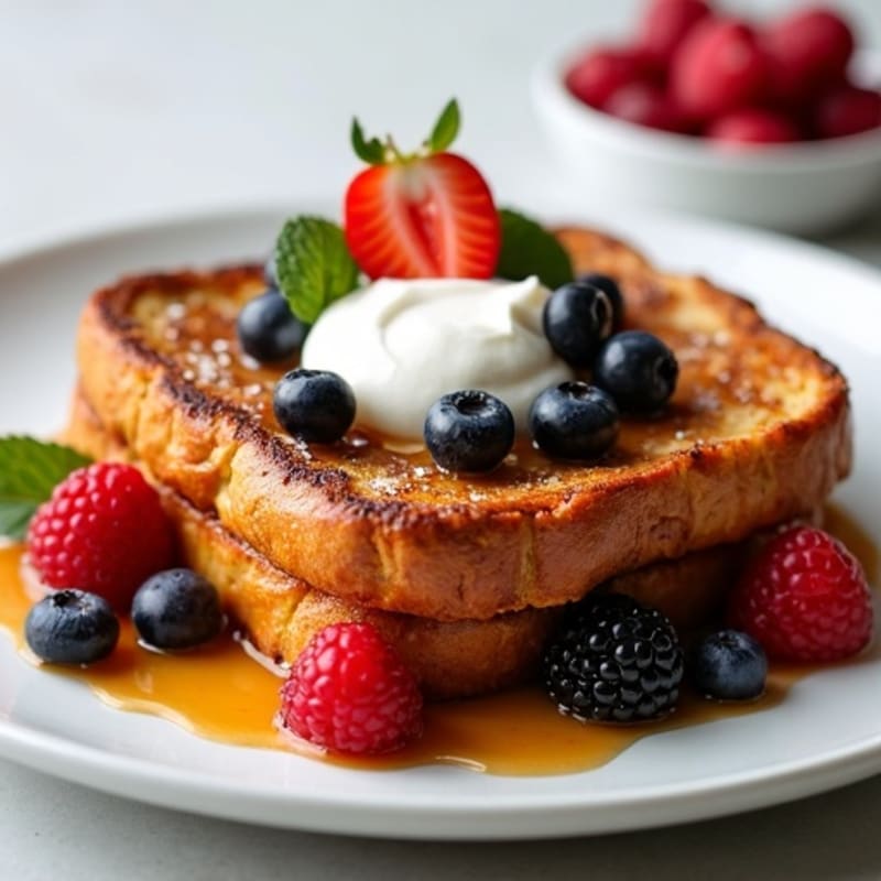 Crispy Peanut Butter and Berry Baked French Toast