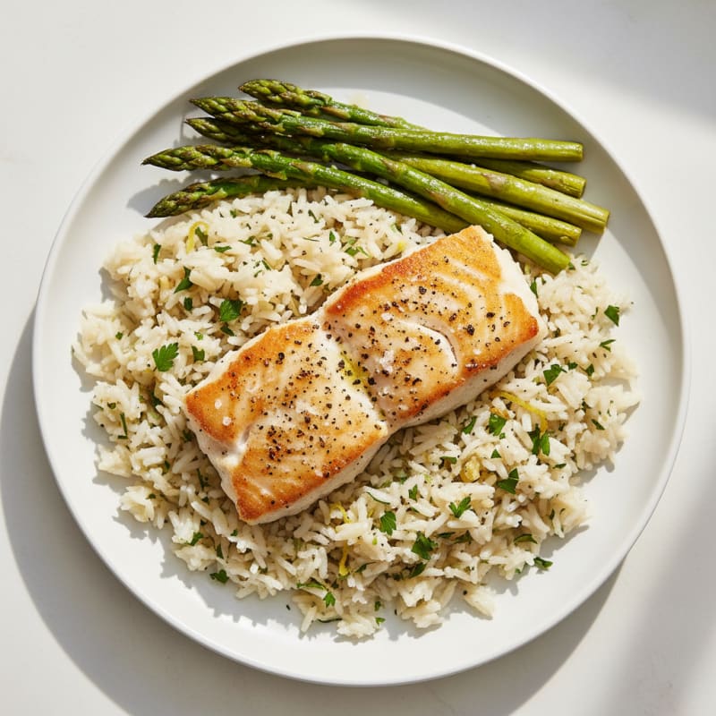 Pan-Seared Cod with Lemon-Herb Rice