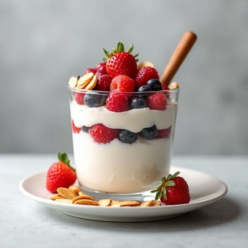 Greek Yogurt Protein Parfait with Mixed Berries and Almonds