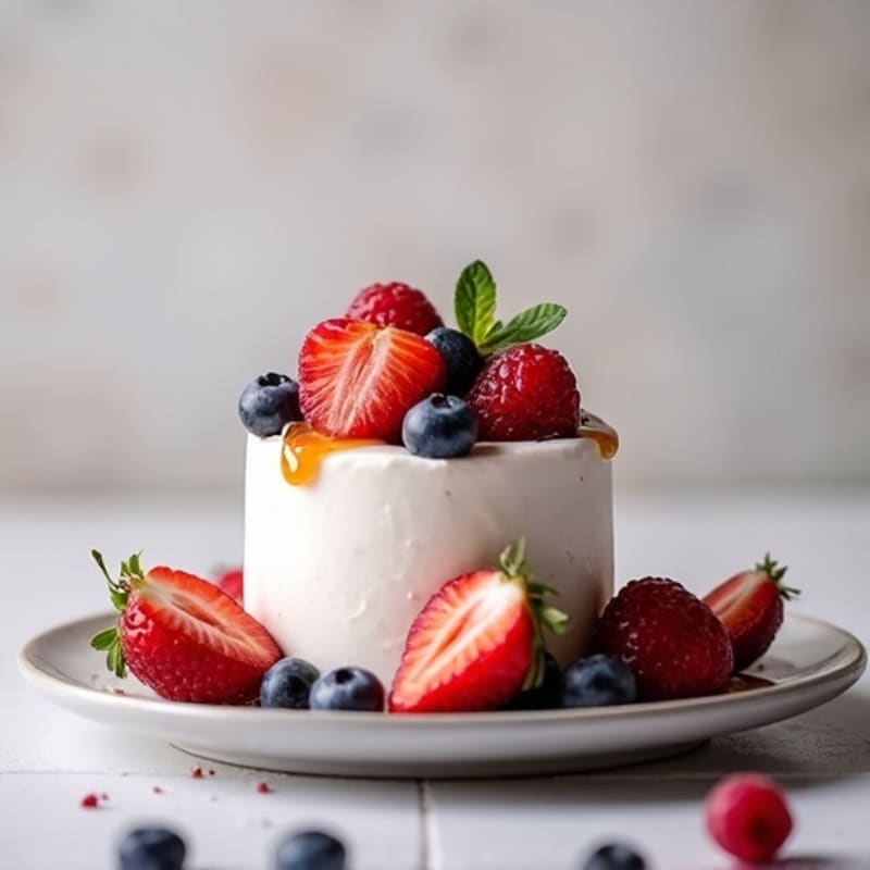 Greek Yogurt Protein Mousse with Mixed Berries