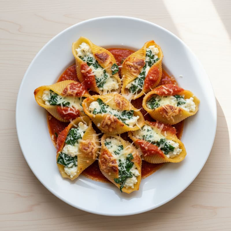 Baked Spinach Ricotta Stuffed Shells