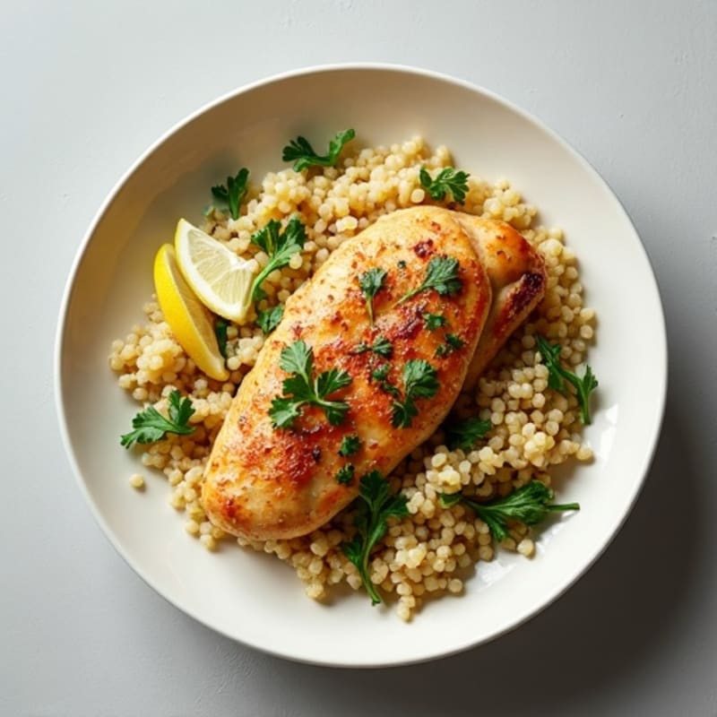 Creamy Savory Quinoa with Roasted Chicken and Herbs