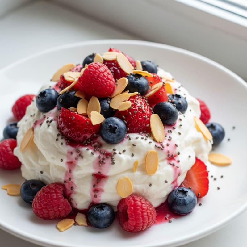 Greek Yogurt Protein Mousse with Mixed Berries