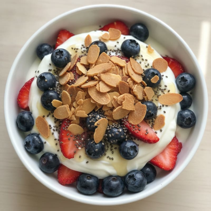 Greek Yogurt Protein Parfait with Berries and Almonds