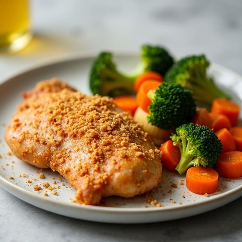 Crispy Baked Buttermilk Chicken with Roasted Vegetables