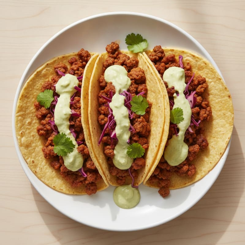 Chipotle Beef Tacos with Avocado Crema
