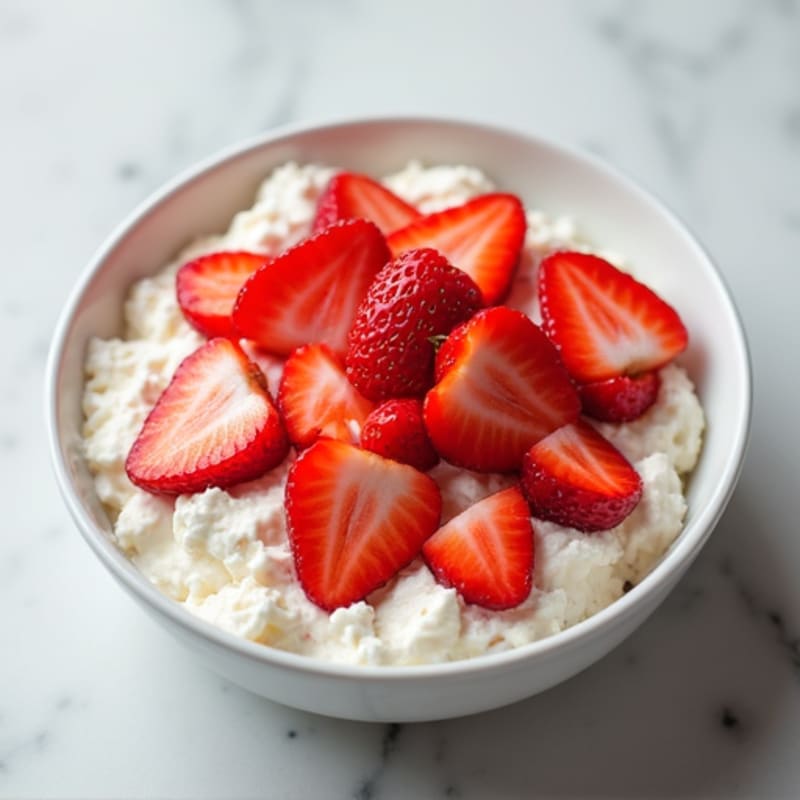 Cottage Cheese with Protein Powder and Sliced Strawberries
