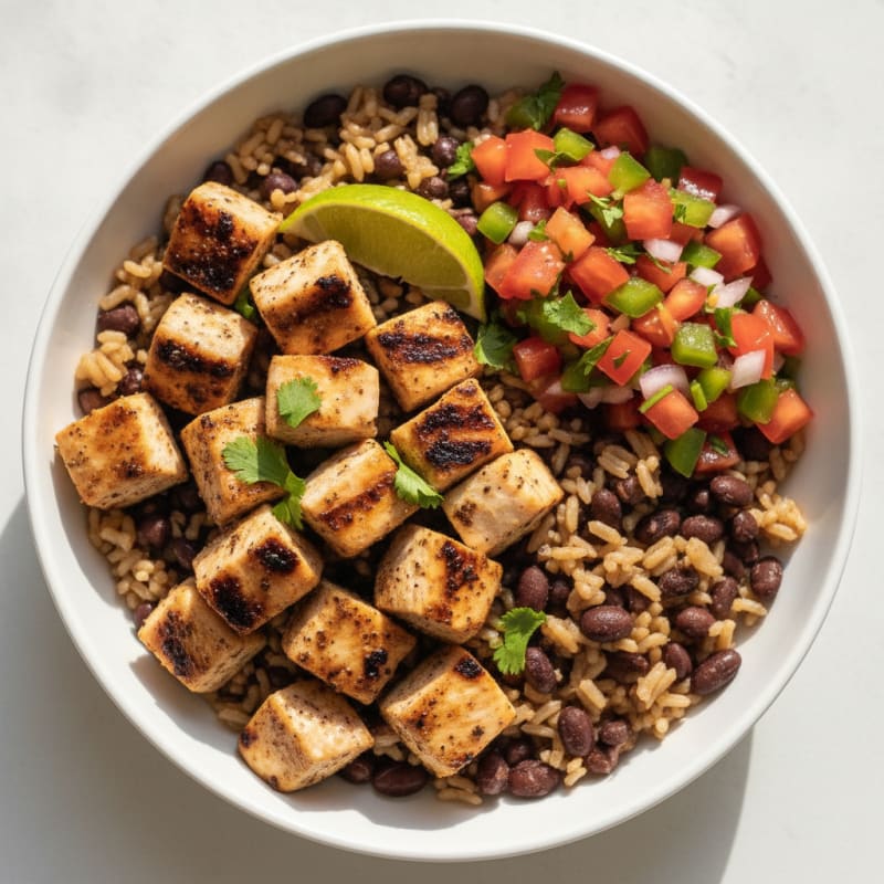 Grilled Chicken and Black Bean Rice Bowl with Fresh Salsa