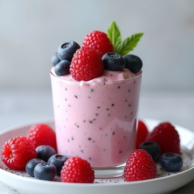 Greek Yogurt Protein Mousse with Mixed Berries