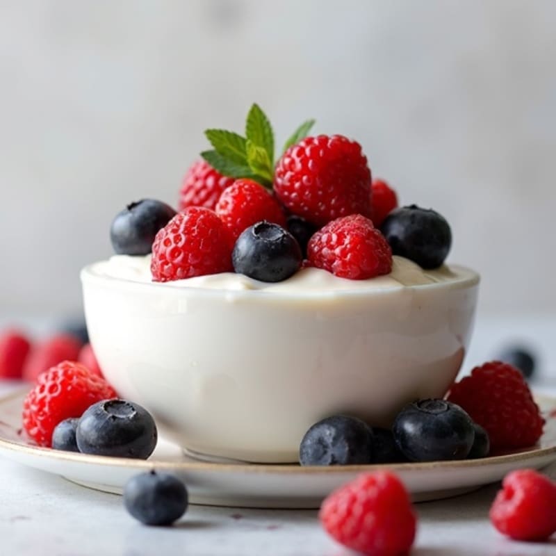 Silky Vanilla Protein Yogurt with Fresh Berries