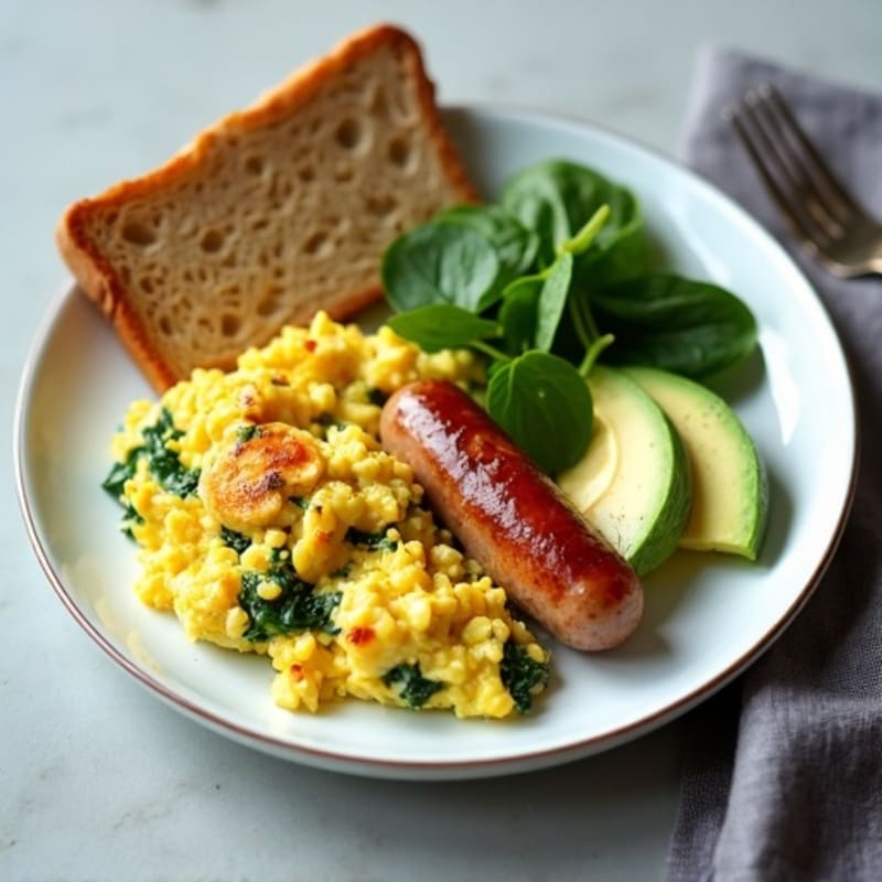 Egg White Scramble with Spinach and Turkey Sausage