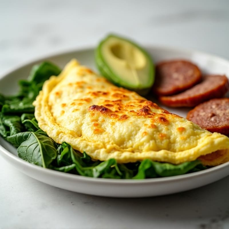 Egg White Spinach Omelet with Turkey Sausage