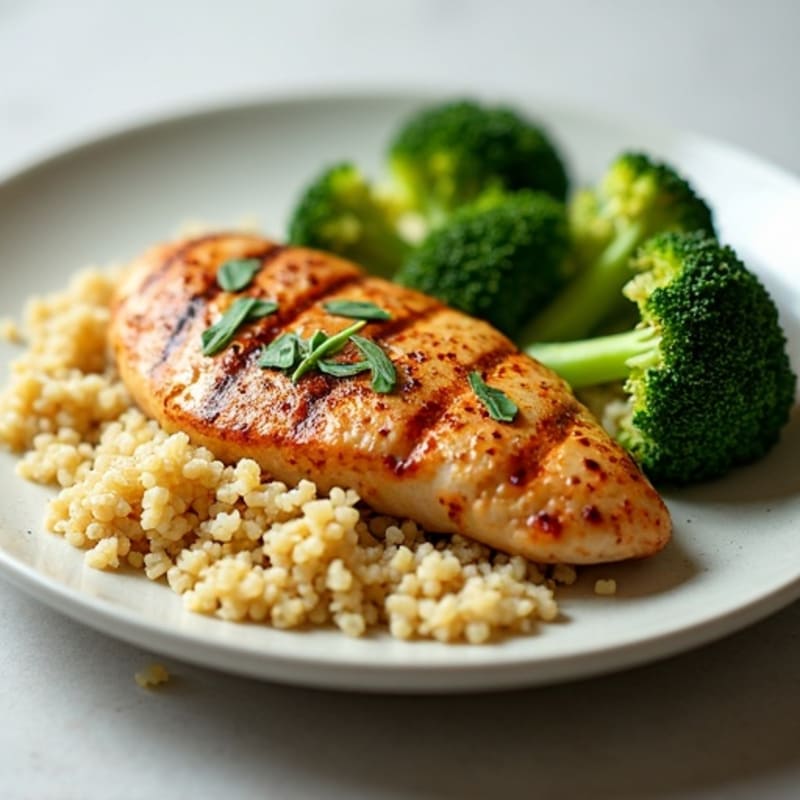 Grilled Chicken Breast with Quinoa and Steamed Broccoli