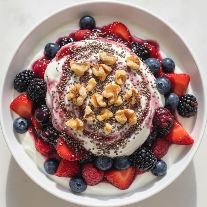 Creamy Greek Yogurt Parfait with Mixed Berries and Chia Seeds
